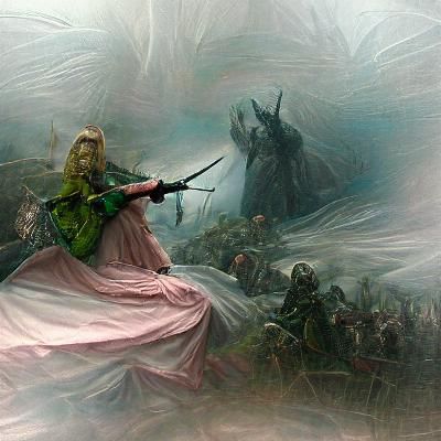 Elven princess on battlefield