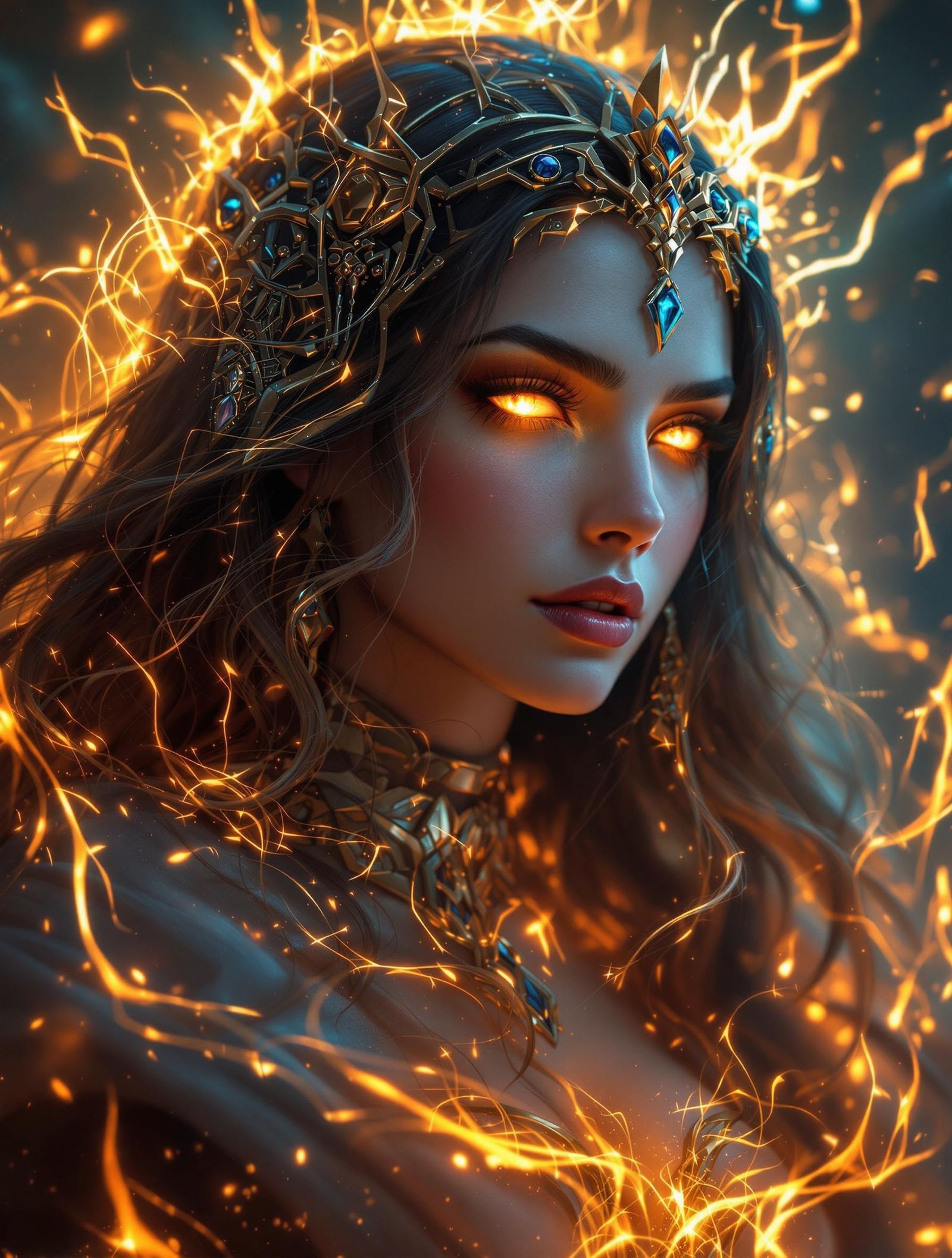 Eyes blazing with inner intensity