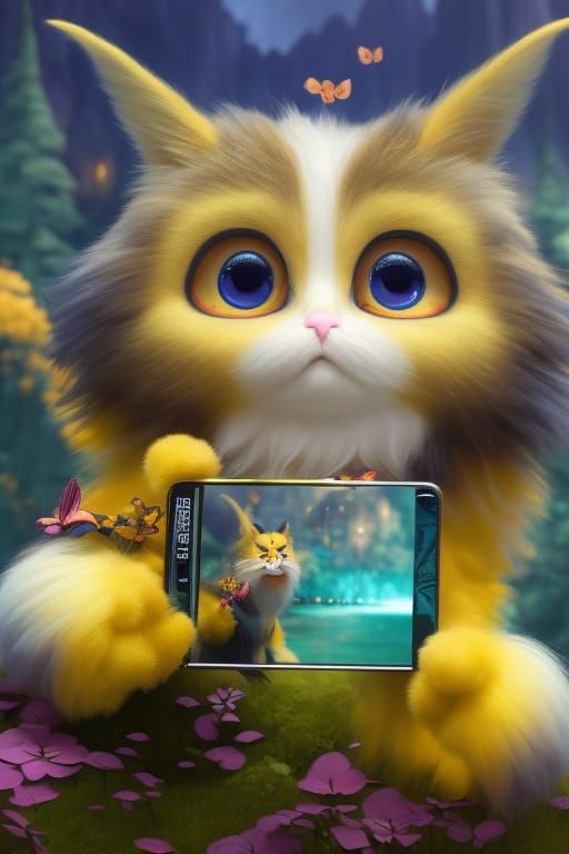 Fluffy magical creature taking a selfie  by @Sofie