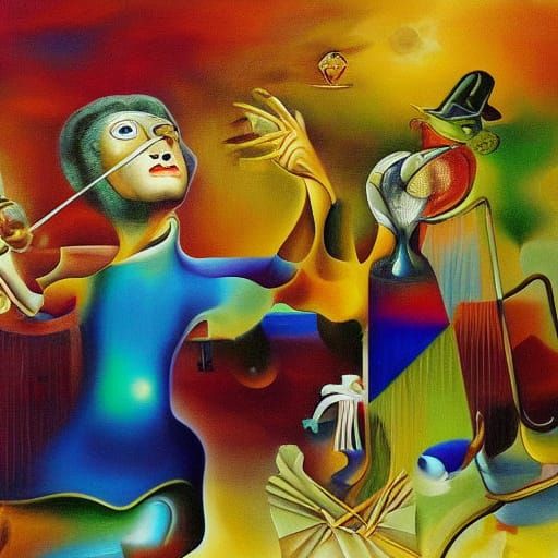 Surreal Melting Clockwork in Salvador Dali Style