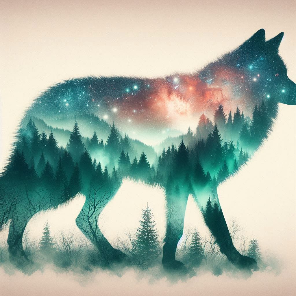 double exposure beautiful fantasy portrait landscape..