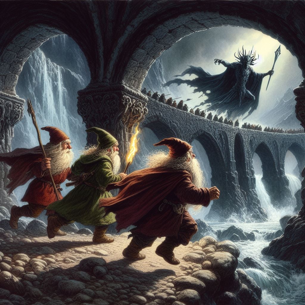 Bardur, Hardur, and Bargrim face the Balrog's forces