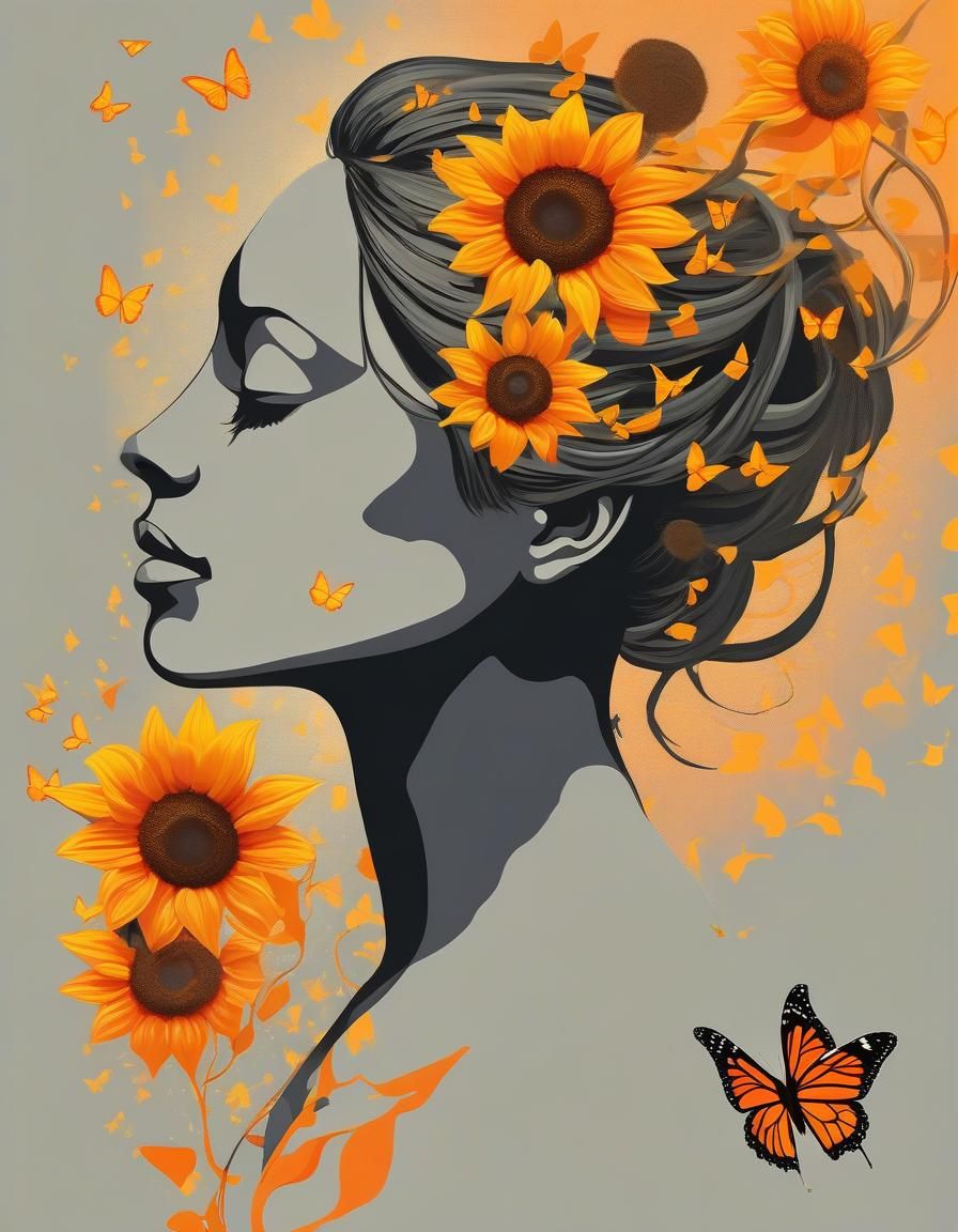 Mujer con girasoles