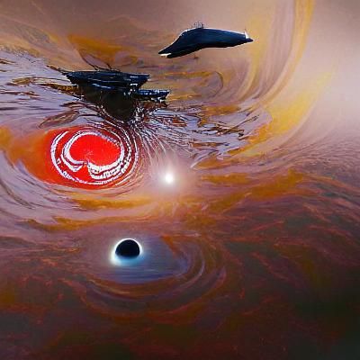 black hole absorbing a watery planet surrounded by atlas sta...