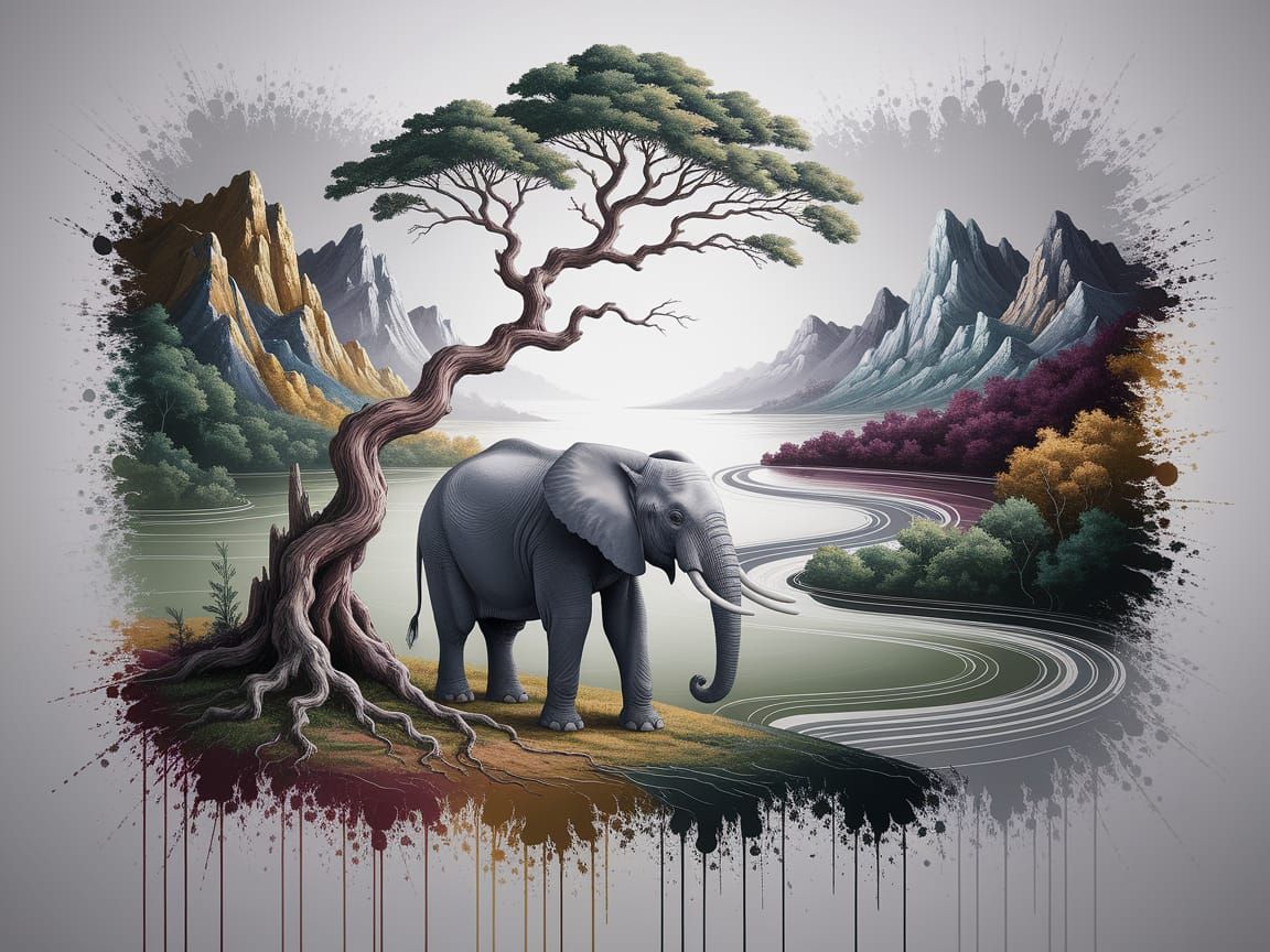 Minimalist elephant..   by @Saya jolly