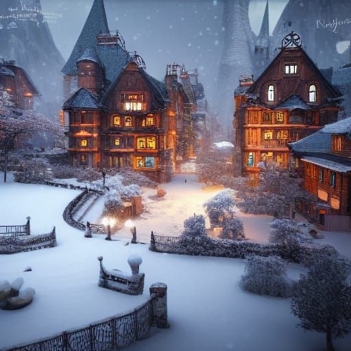 the first snow in a village