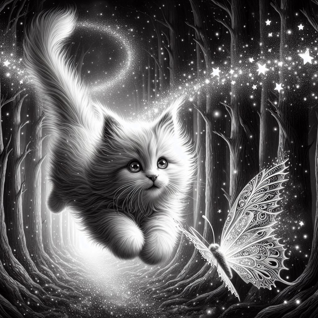 The Cat Chasing The Butterfly
