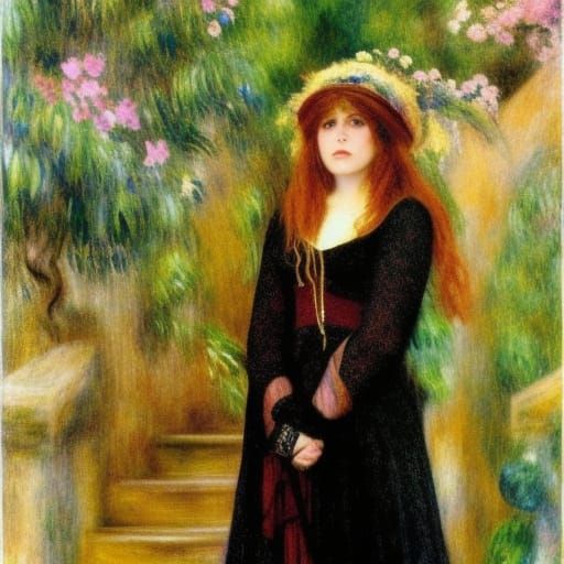 Stevie nicks in Pre-Raphaelite-Art Nouveau romantic clothing painted by ...