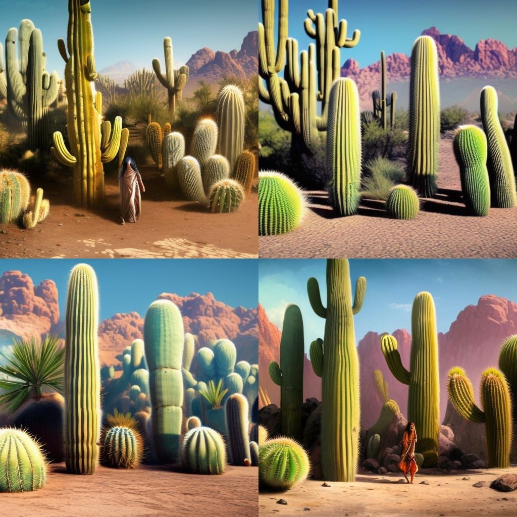 cacti,desert, a masterpiece, 8k resolution, dark fantasy con...