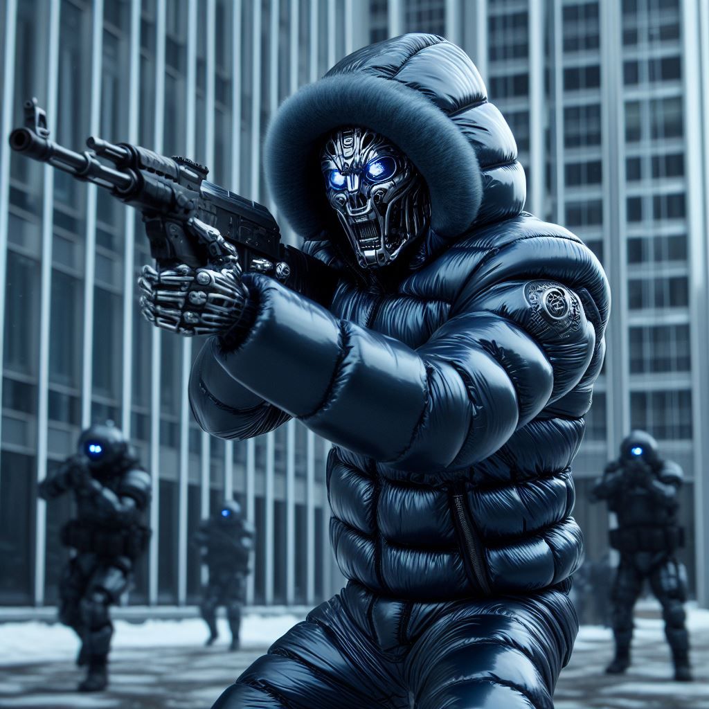 The cyborg/robot in action in wintertime (bad for the electr...