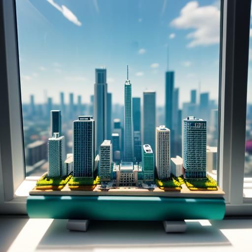 Miniature City on Windowsill