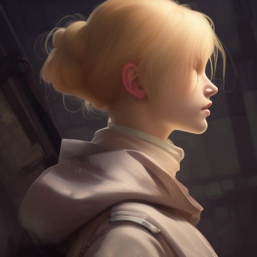 Blonde Girl in Sewer: Hyperdetailed Concept Art Portrait