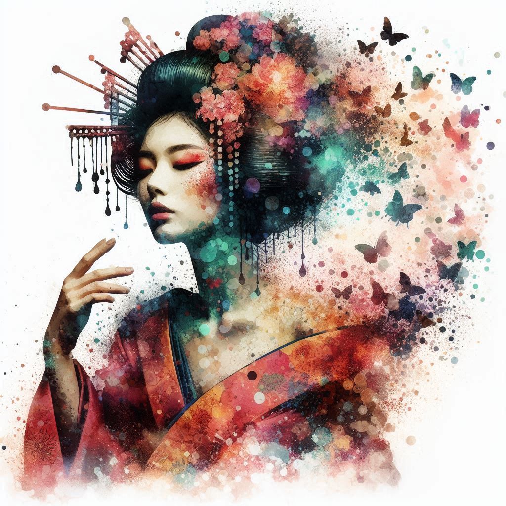 double exposure beautiful fantasy DALL-E 3 portrait landscape..