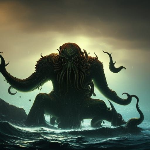 Cthulhu Swimming in the Ocean
