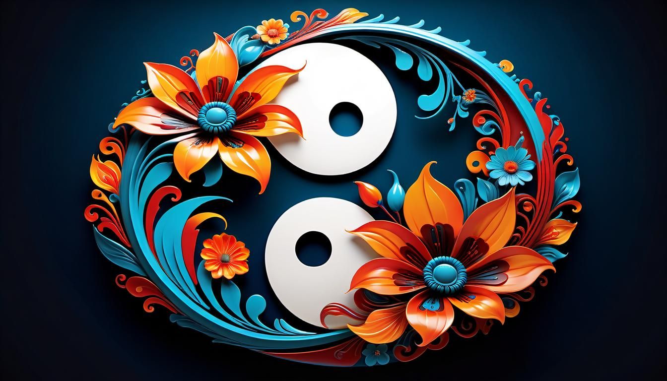 AR16x9-Intricate and vibrant masterpiece yin-yang symbol wit...