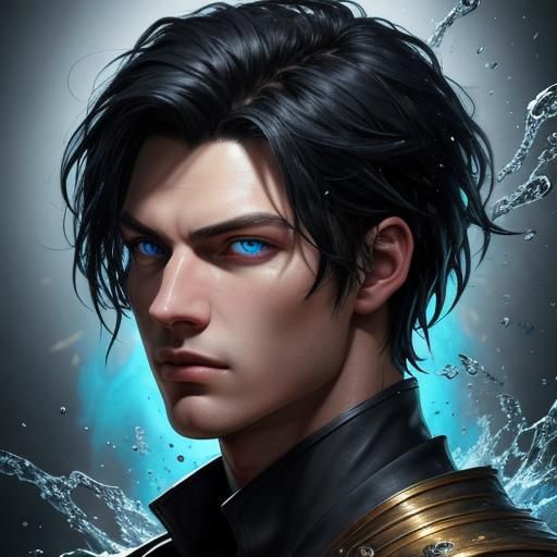 A boy with 18 yeas old, black hair, blue eyes, - AI Generated Artwork ...