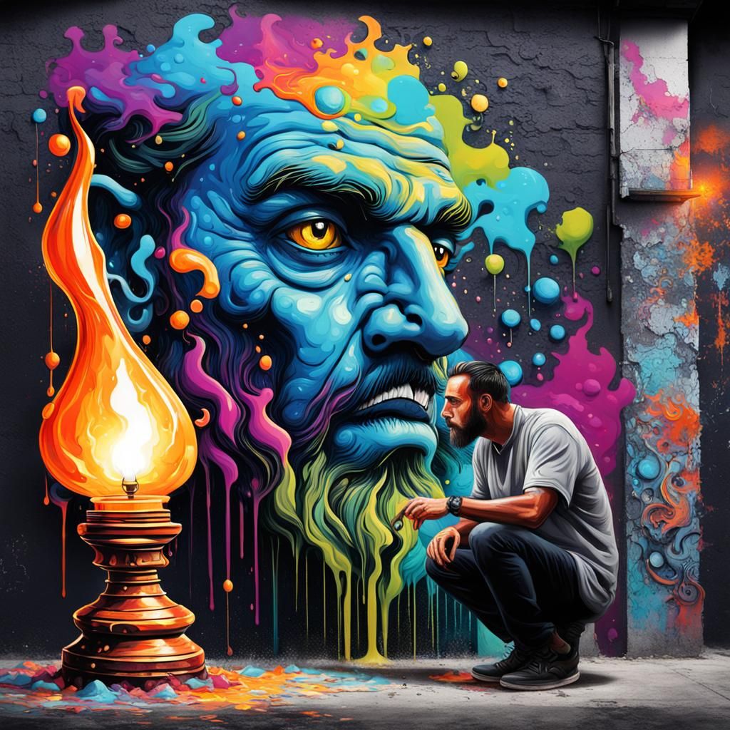 A man staring at a modern genie lamp