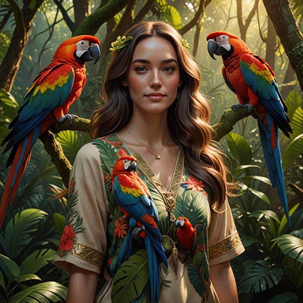 Exquisite Tropical Fantasy with Vibrant Macaws