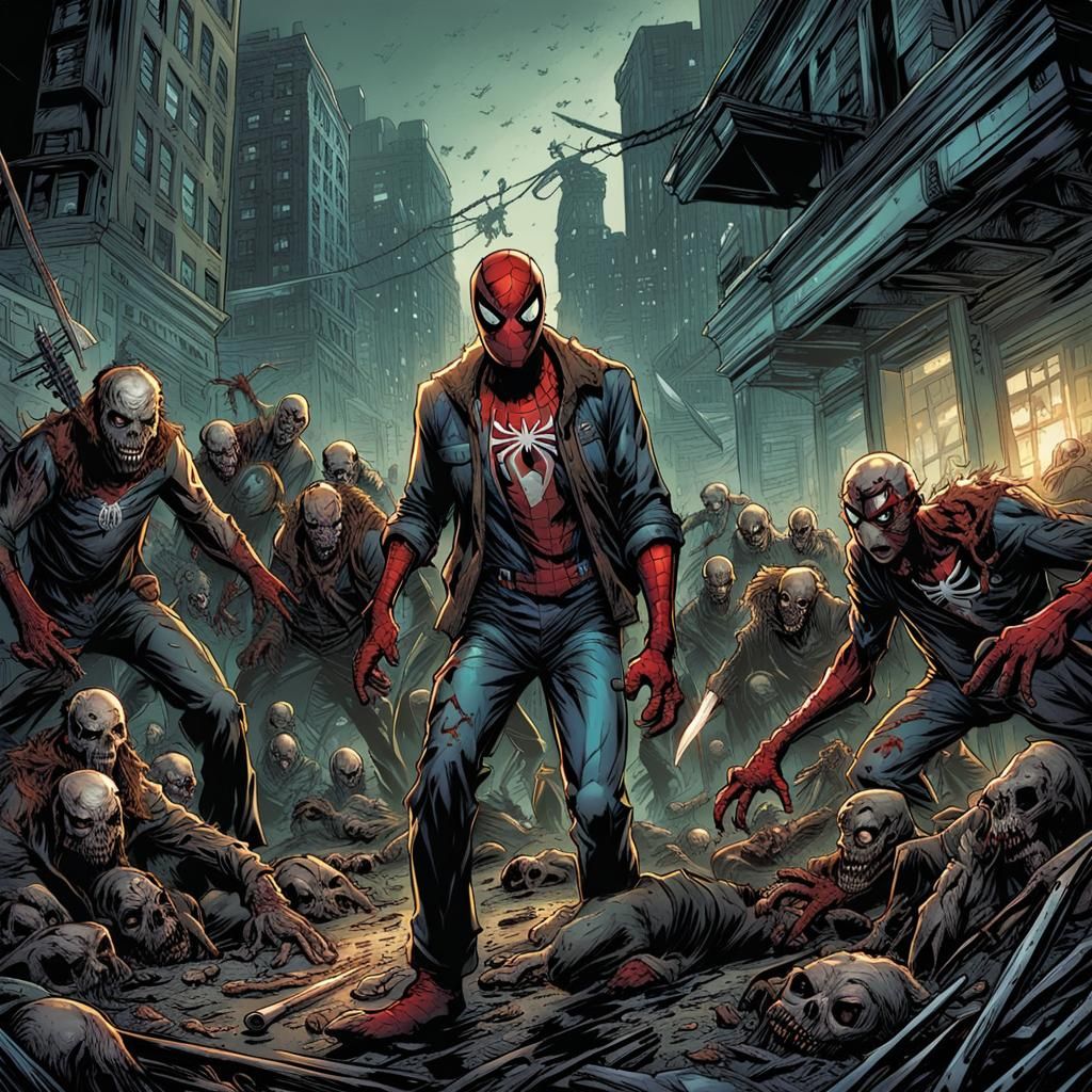 Spider man in a zombie apocalypse