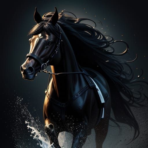 Black Woman Silhouette on Horse Splash Art