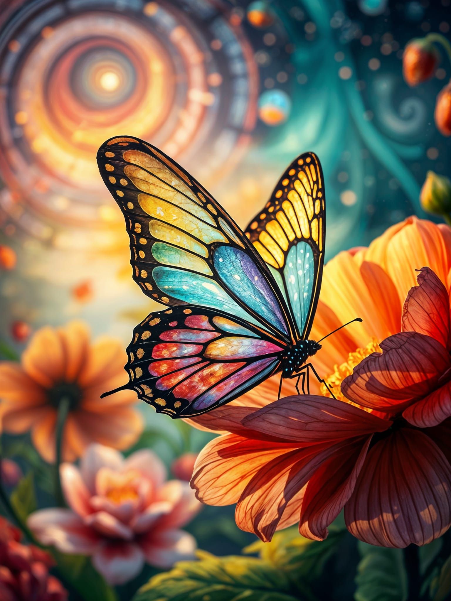 Dreamlike Butterfly in Swirling Star Murals