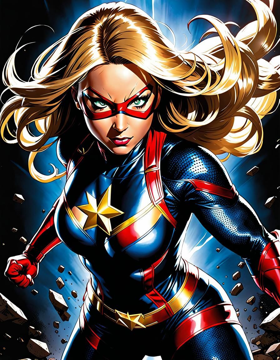 Ms. Marvel Fighting for Justice - AI Generated Artwork - NightCafe Creator