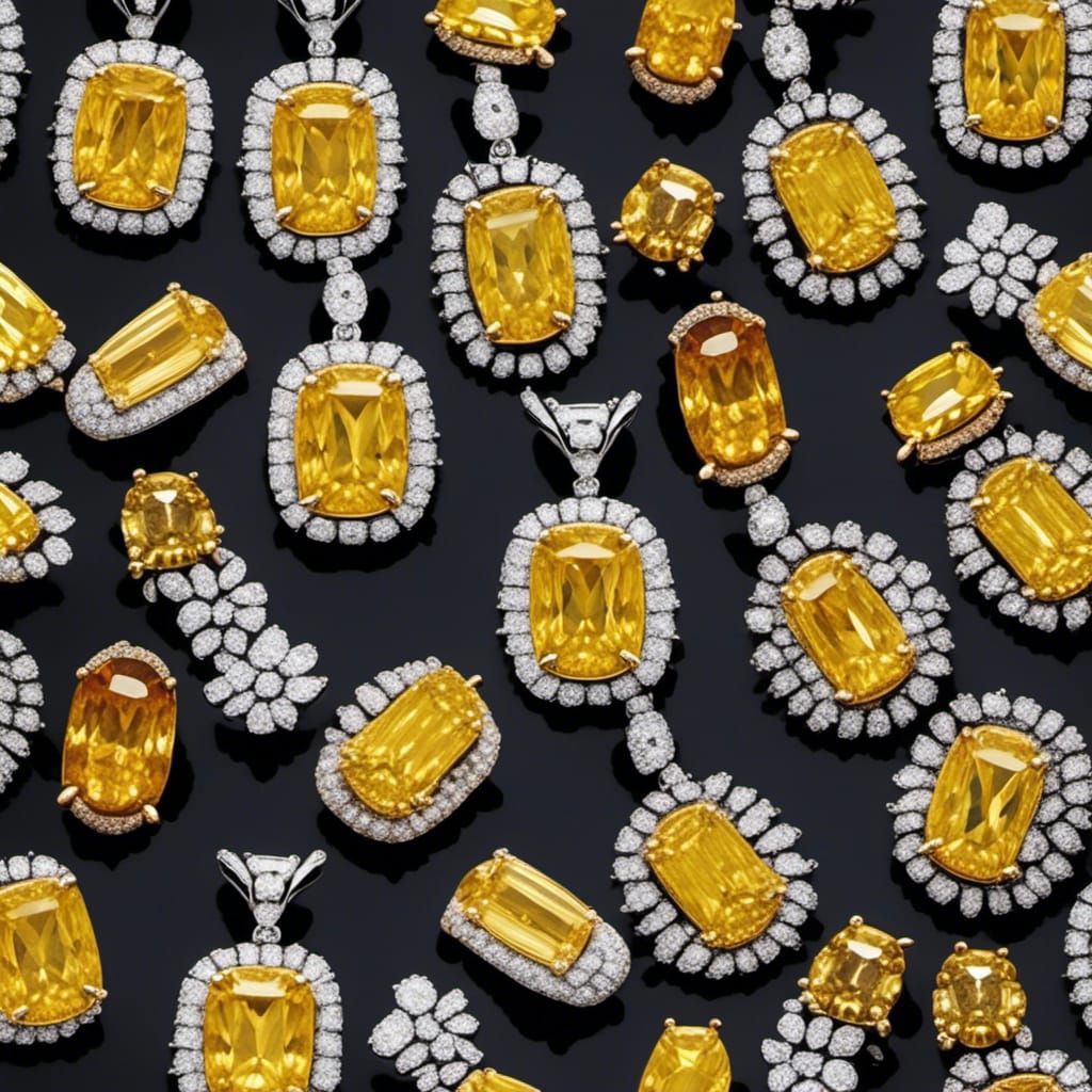 Cushion cut yellow diamond necklace <lora:Lapidary Machine :1.0>