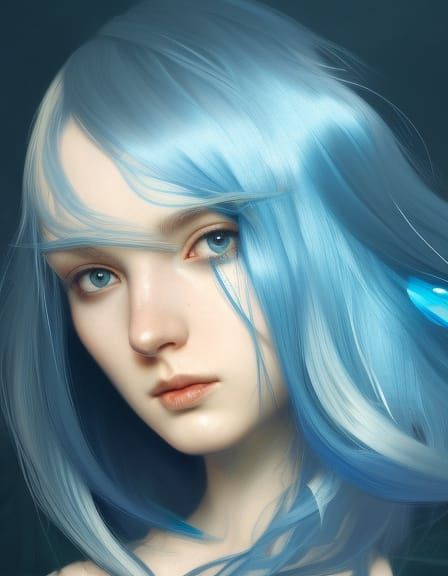 Blue hair girl - AI Generated Artwork - NightCafe Creator