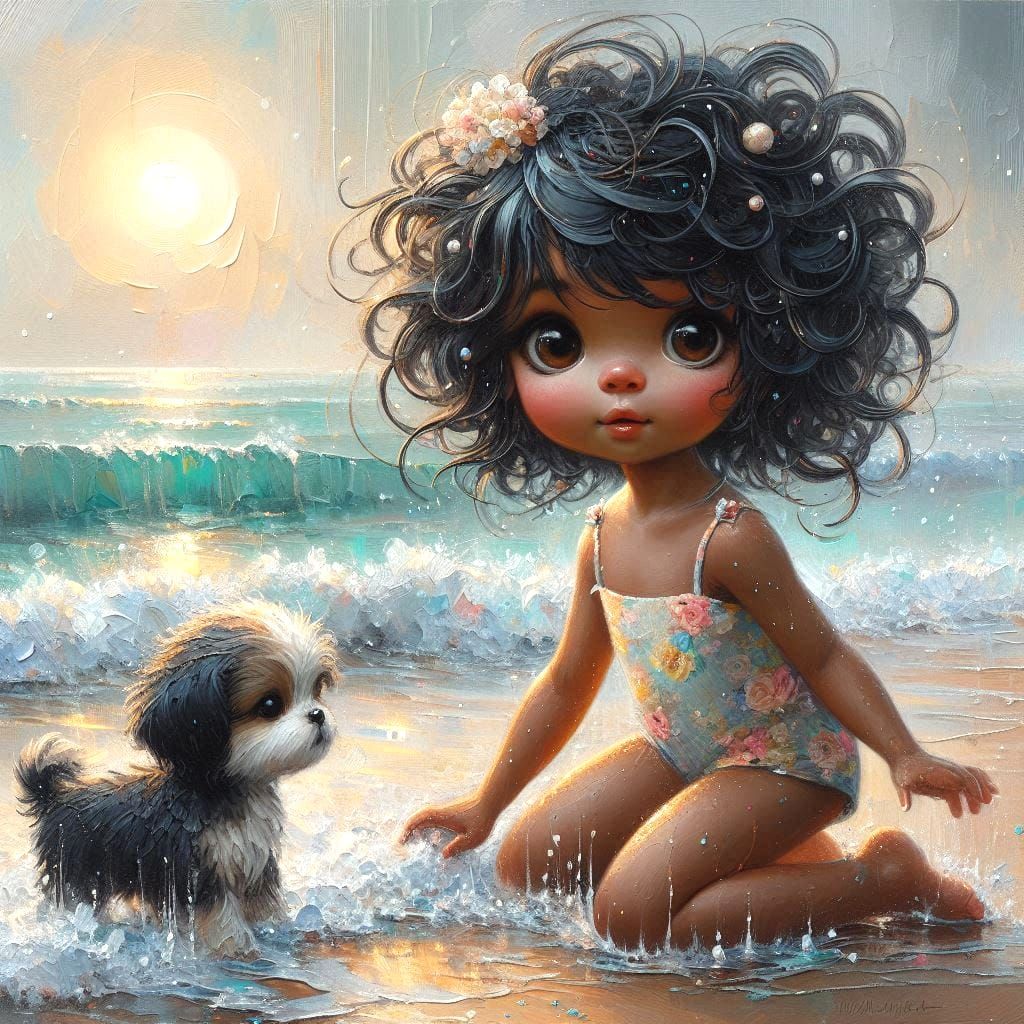 Playing in the waves