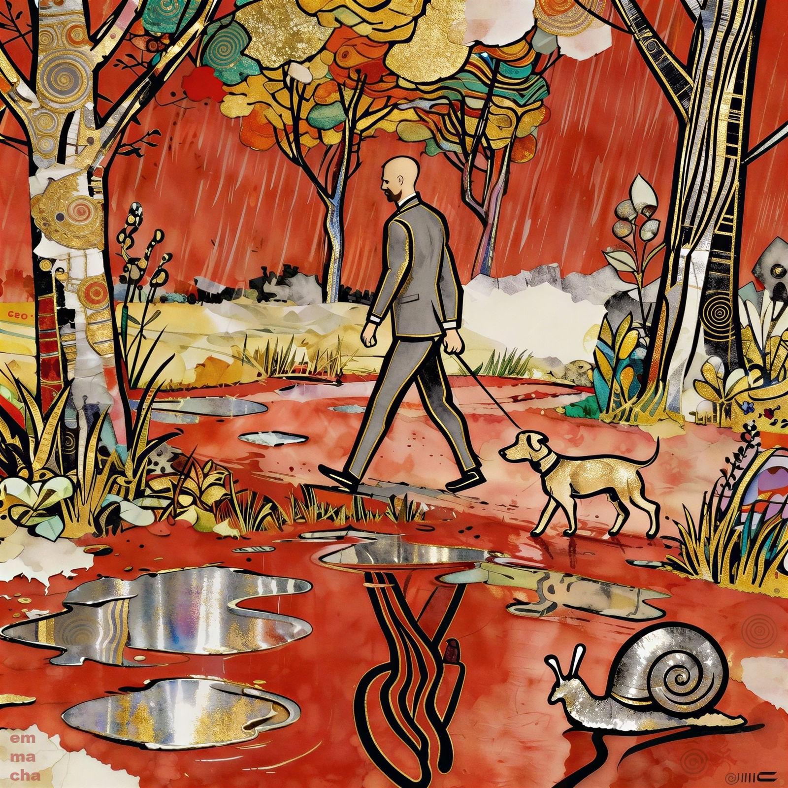 Pop Surrealist Rainwalk