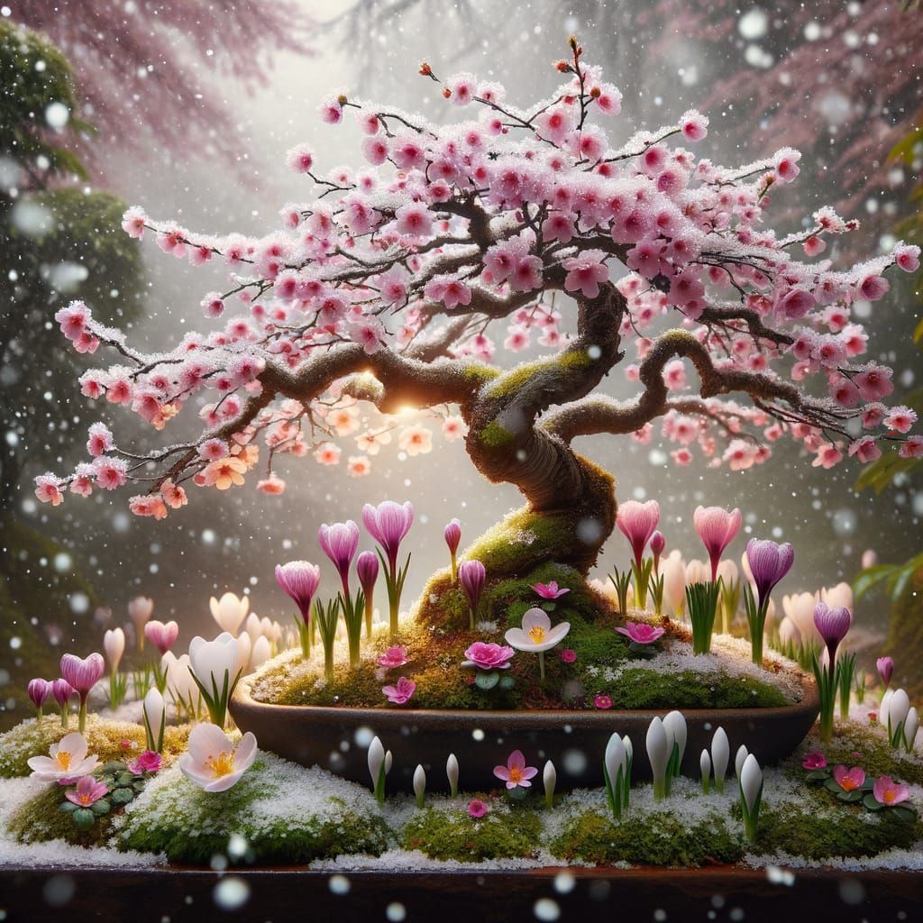 Spring's Arrival in the Bonsai Garden