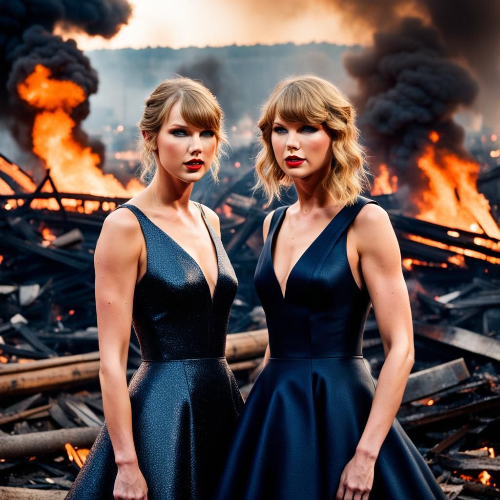 Taylor Swift and Taylor Swift at the fire apocalypse - AI Generated ...