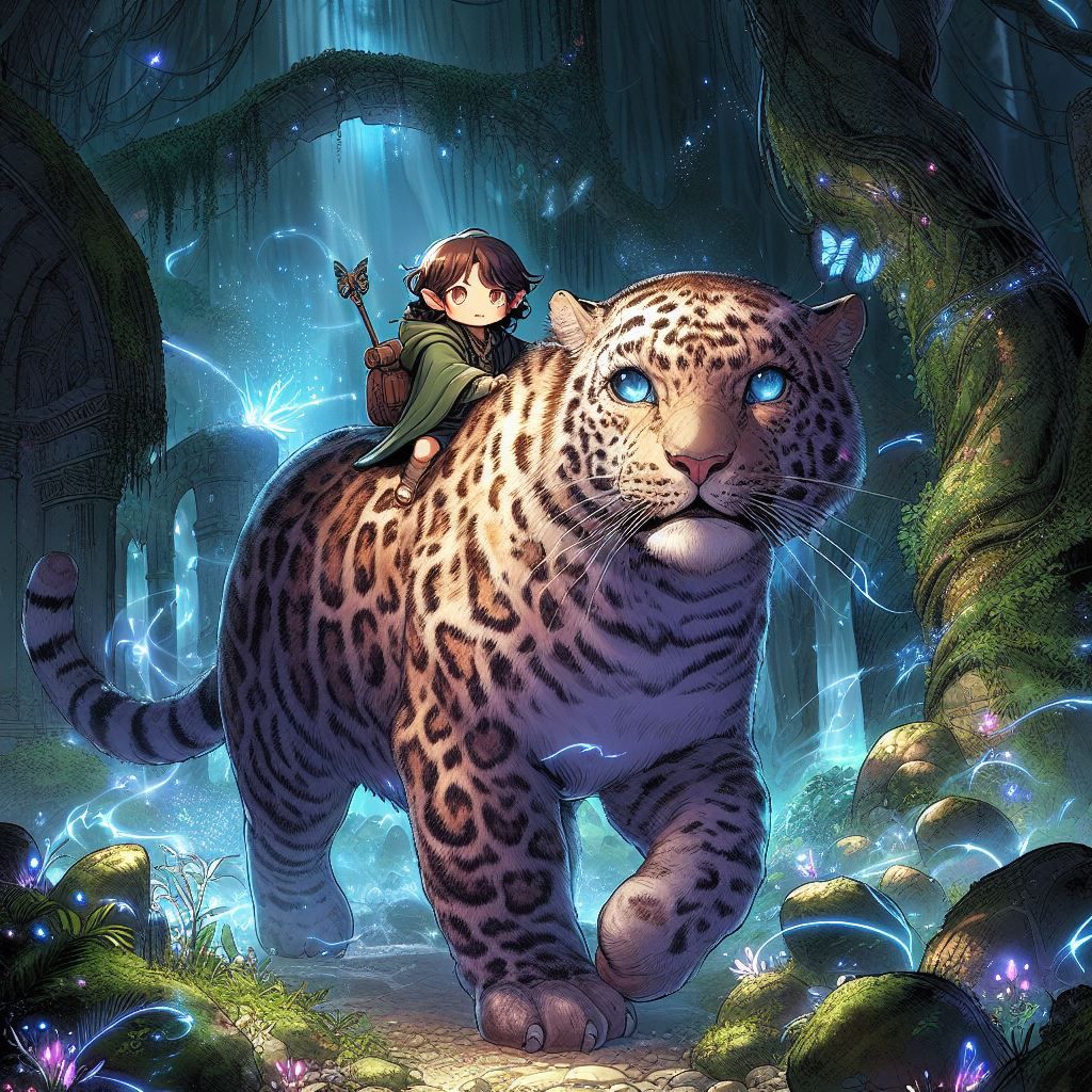 Hobbit Riding on Leopard
