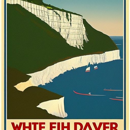 White cliffs of Dover travel poster
