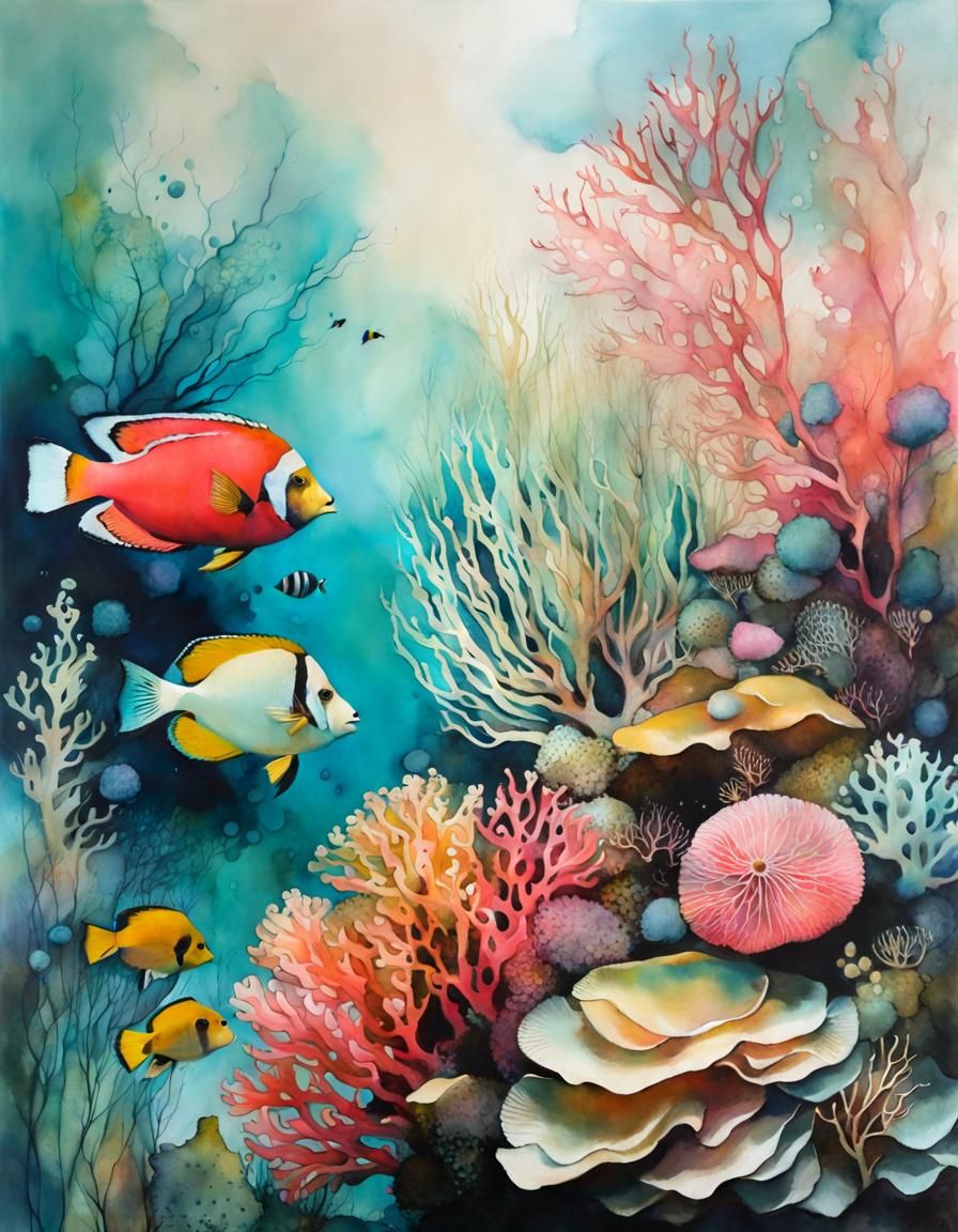 thriving coral reef  by @Katie May