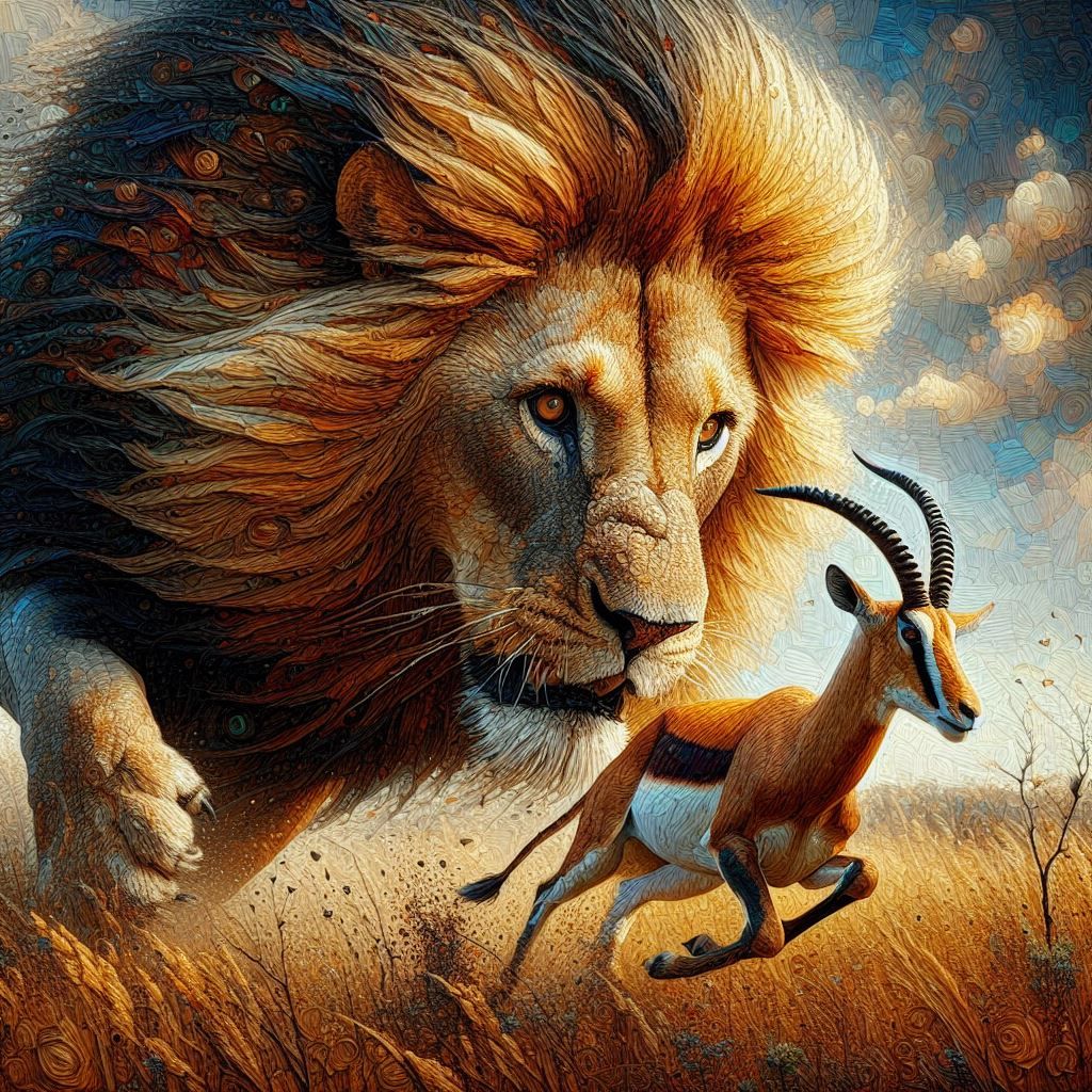 Course-poursuite dans la savane