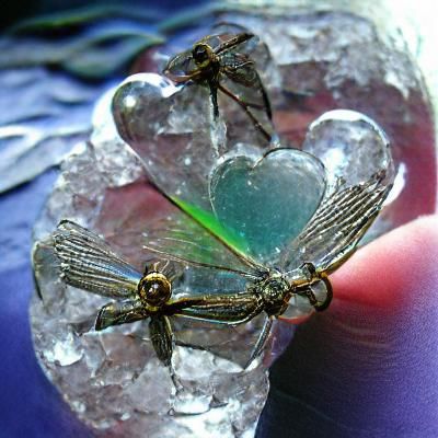 Dragonfly crystal heart