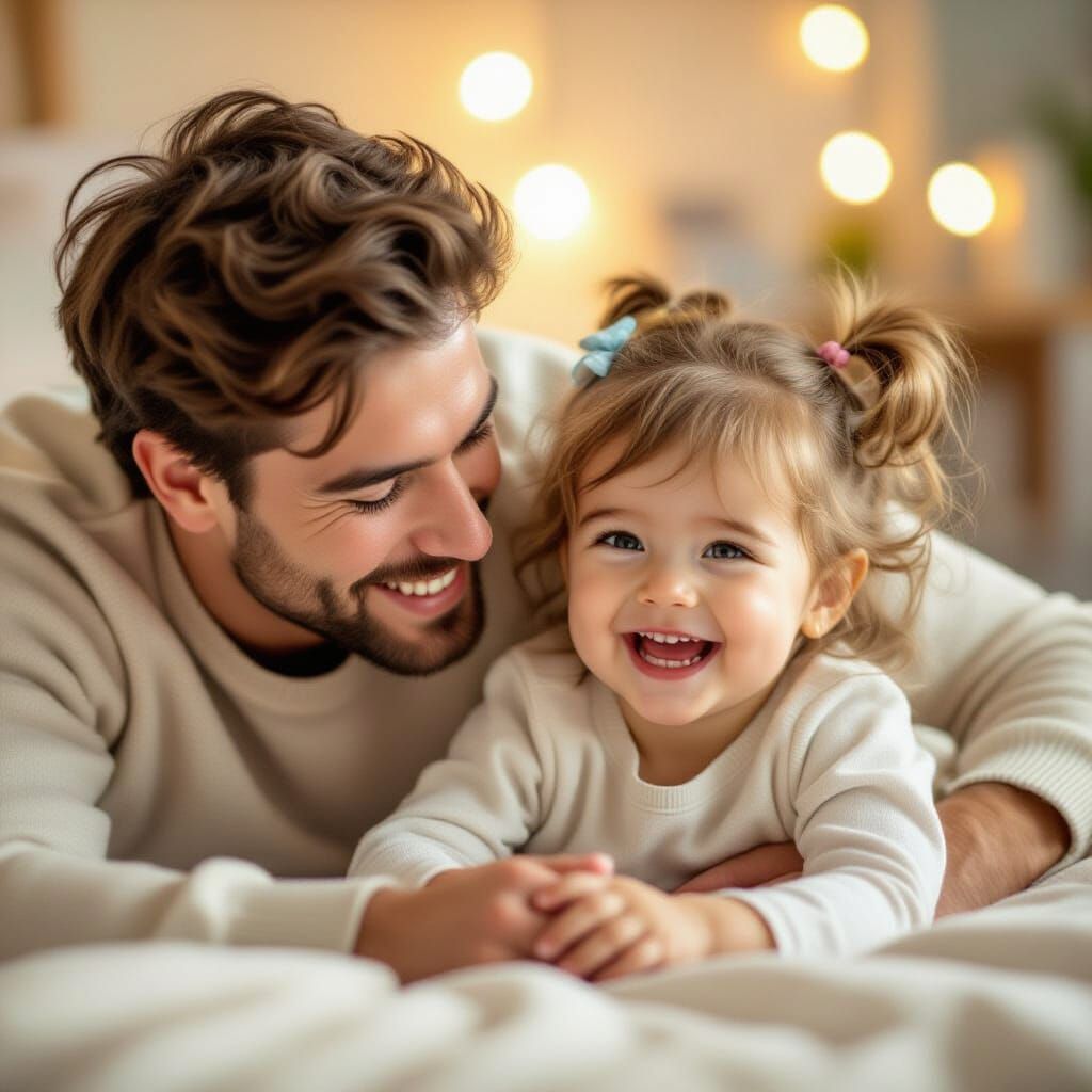 Joyful Sibling Moment Captured in Playful Realism