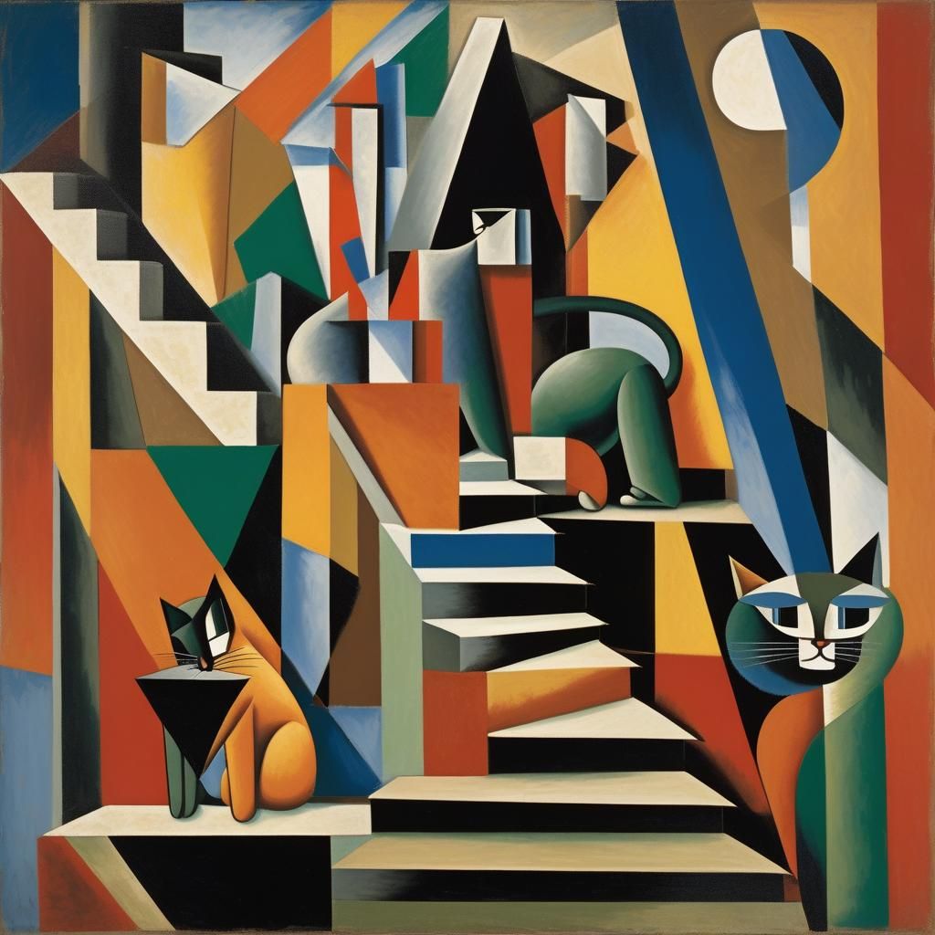 Cat(s) descending a staircase  by @Staircase Flash