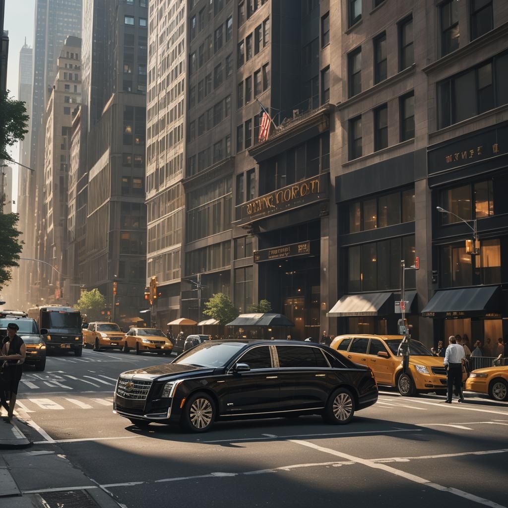 Luxury Car in New York City at Golden Hour