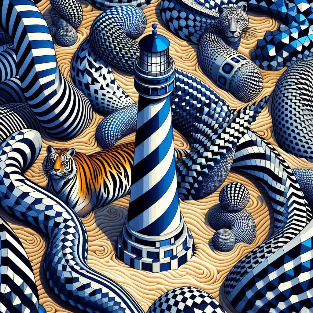 Lighthouse, Abstract Snakes and Big Cats