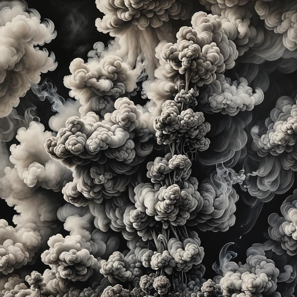 Hyperdetailed Charcoal Drawing of Smoke