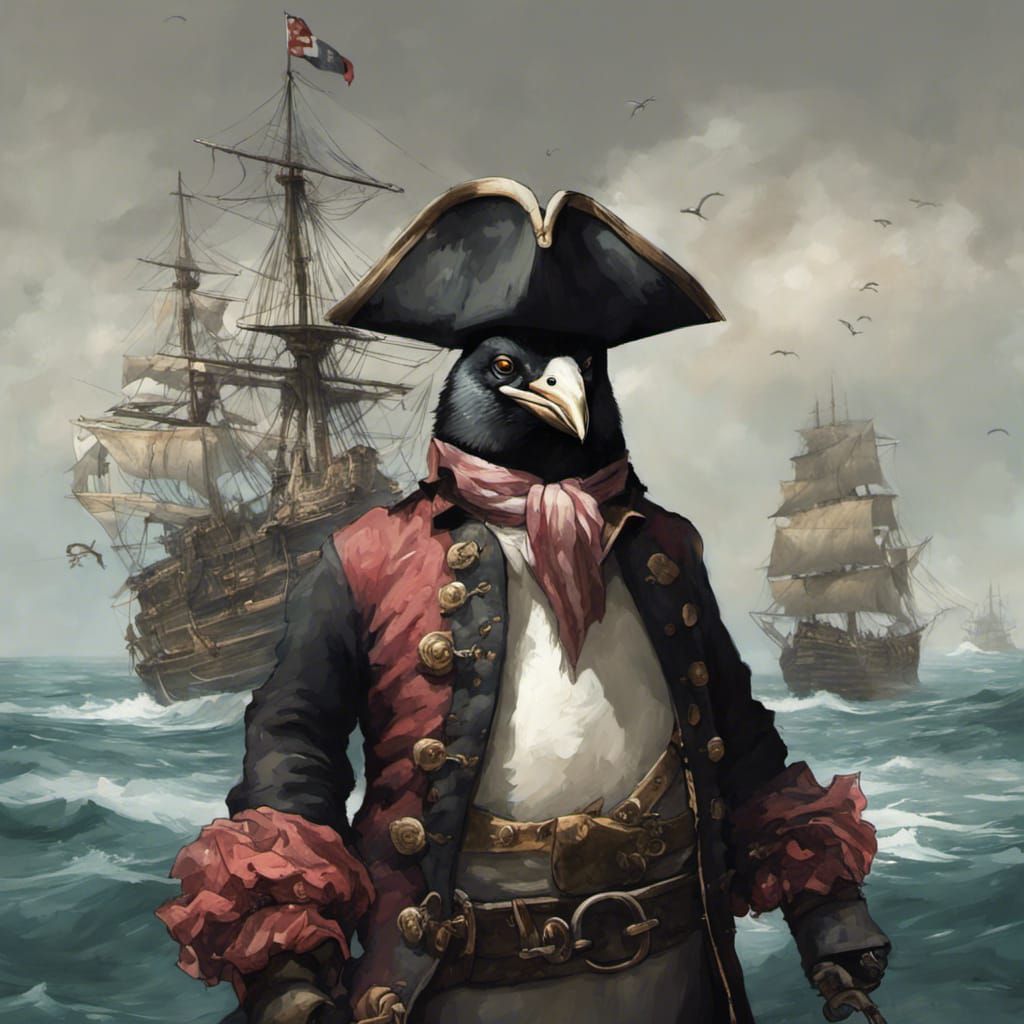 Penguin Pirate  by @VillainousMoth