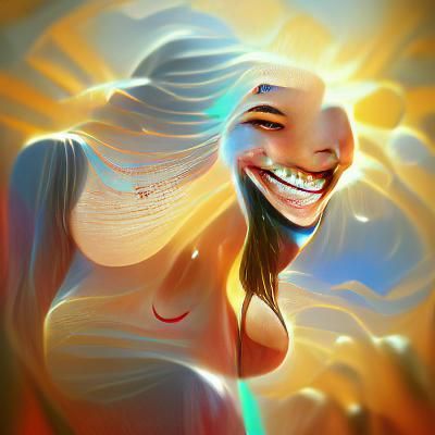 The girl with the widest smile beautiful trending on Artstat...