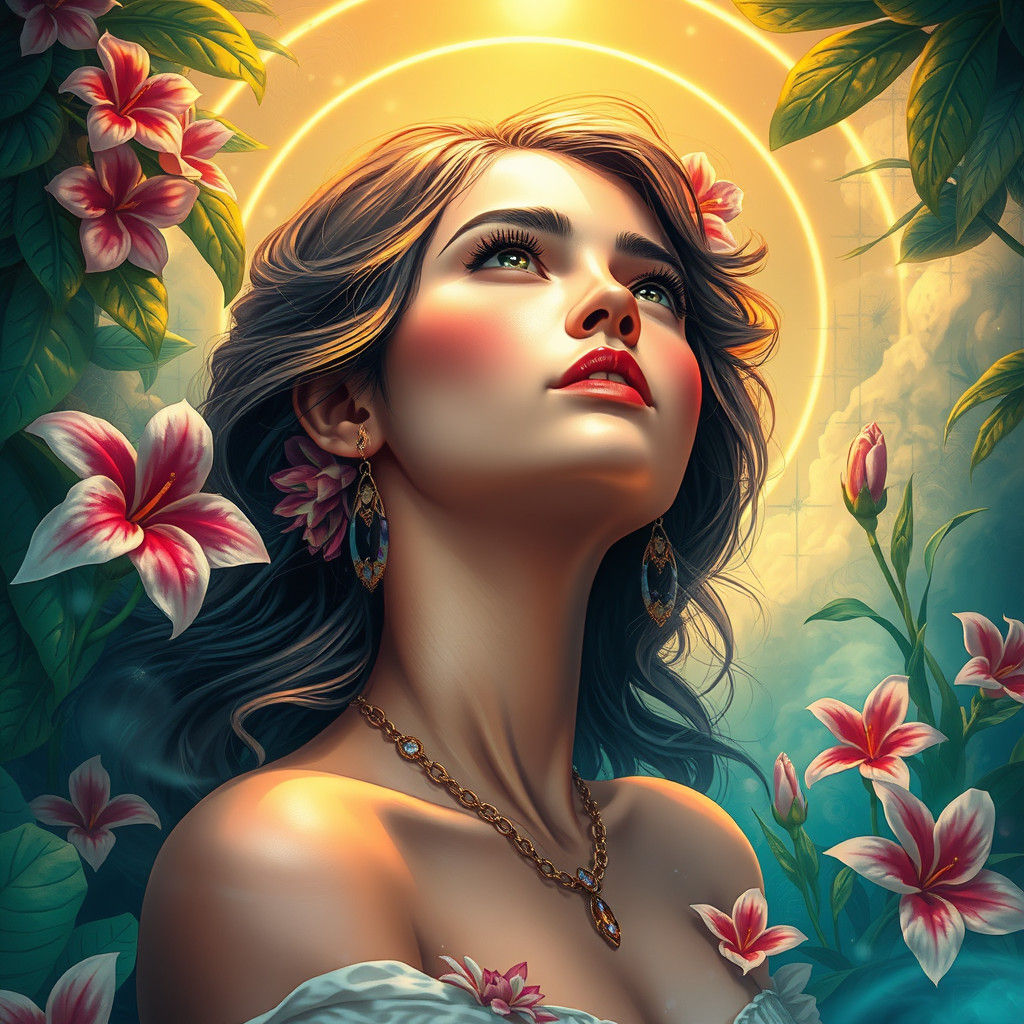 Island Goddess Portrait in Ethereal Splash Art Style