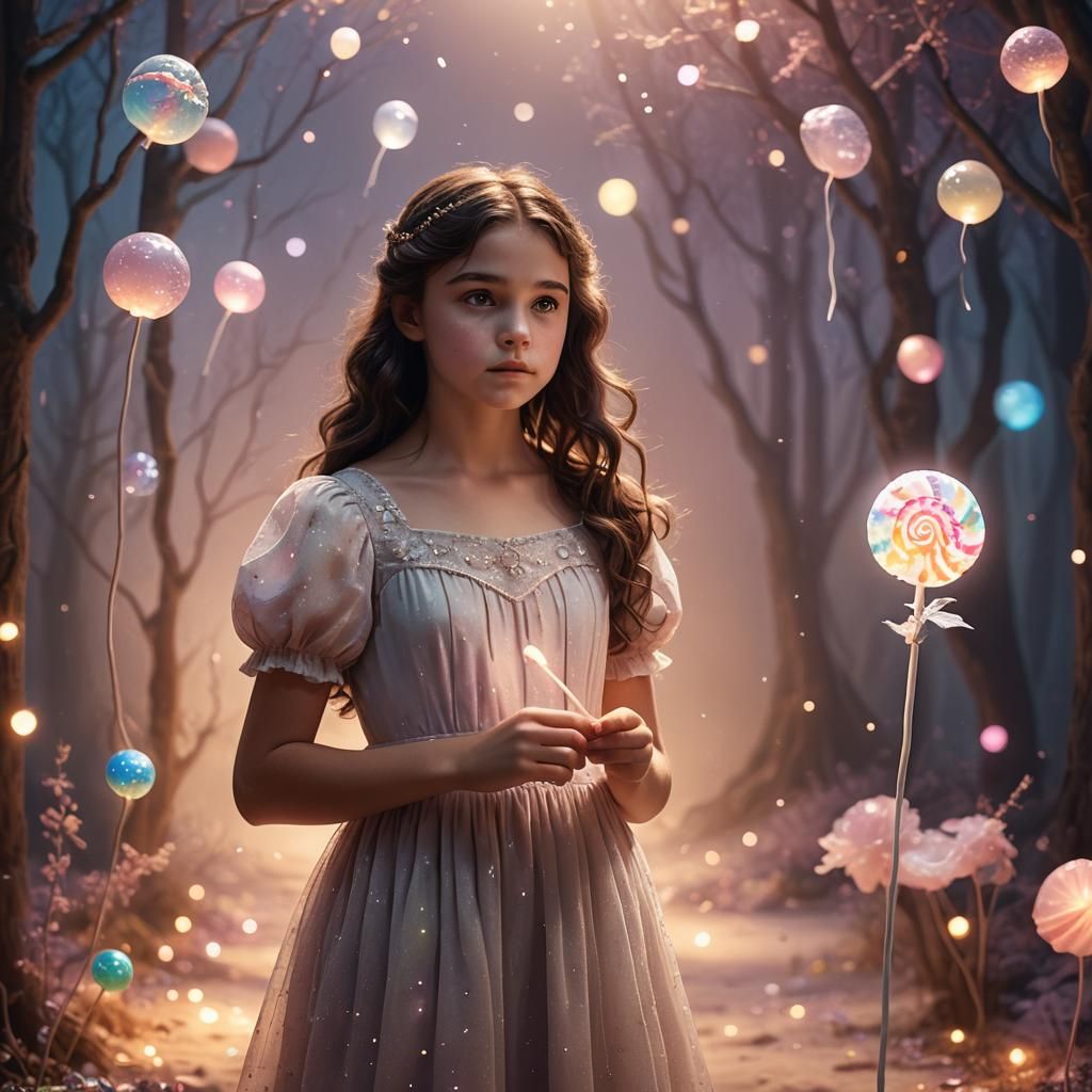 Enchanting Girl with Nightlight, Fantasy Art