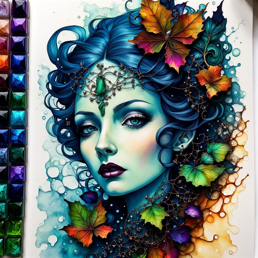 Filigree, Frankenstein, alcohol ink, deep saturation, 🧚‍♀️,...