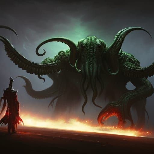 Cthulhu Looking For A Meal - Ai Generated Artwork - Nightcafe Creator