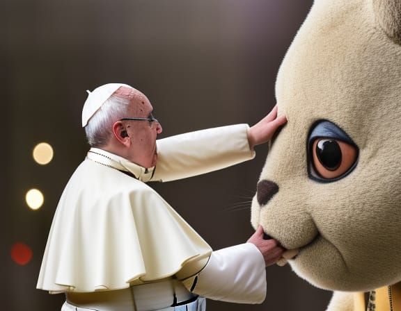 The Pope kisses a giant mouse, Professional photography, bok...