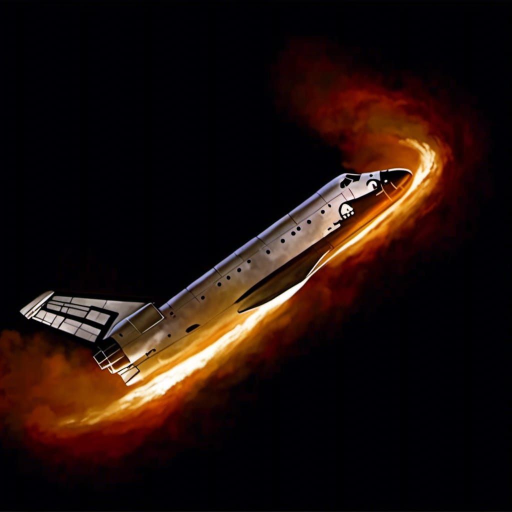 Watercolor - NASA Space Shuttle  sheds speed as heat shield ...